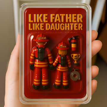 Personalized Firefighter Father Daughter Father's Day Gift Decor Acrylic Plaque - Custom Firefighter Dad and Daughter Father's Day 3D Plaque