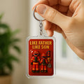 Personalized Firefighter Father Son Father's Day Gift - 3D Style Keychain Custom Names