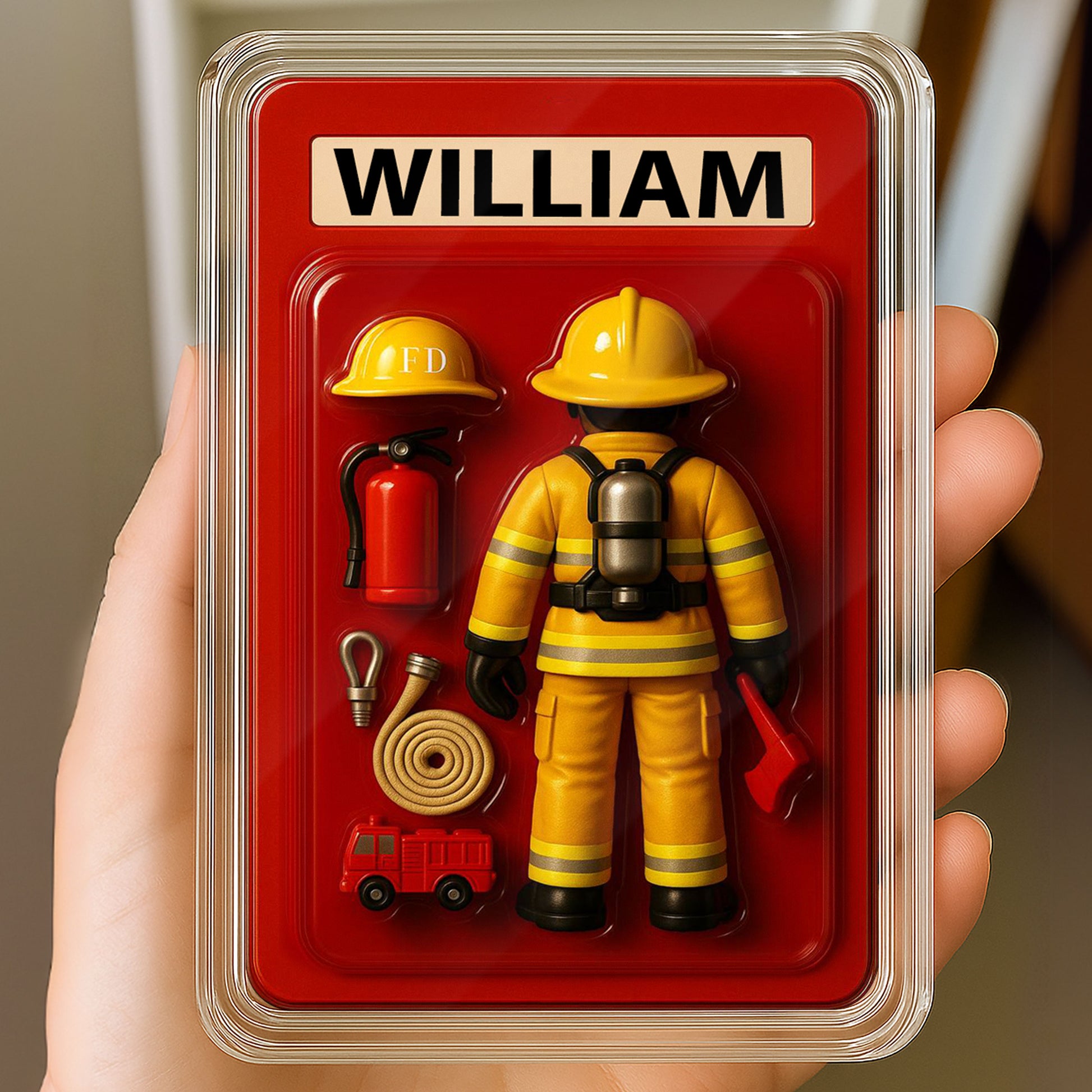 Personalized Firefighter Father's Day Gift - 3D Style Acrylic Plaque Custom Name 