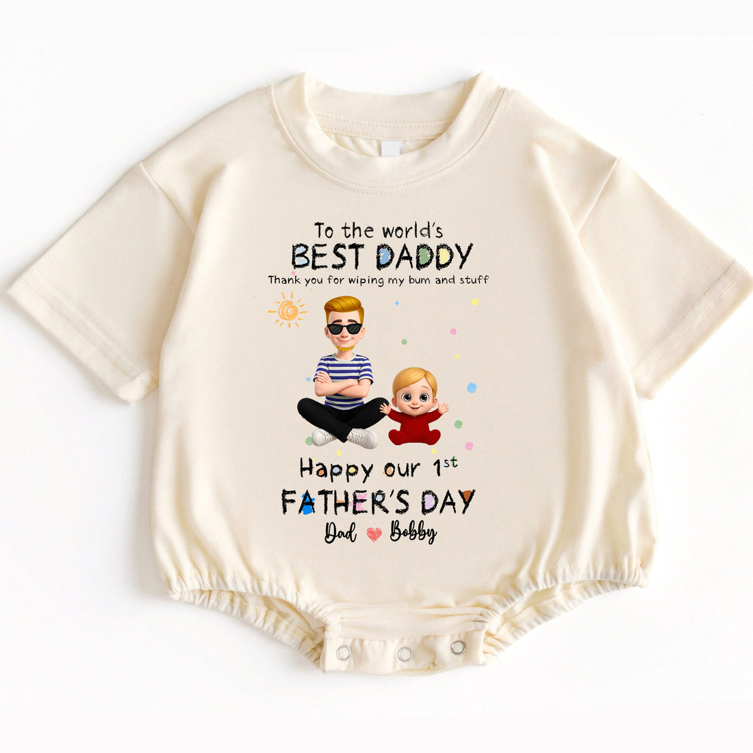 To the World's Best Daddy Personalized First Father's Day Baby Bodysuit 