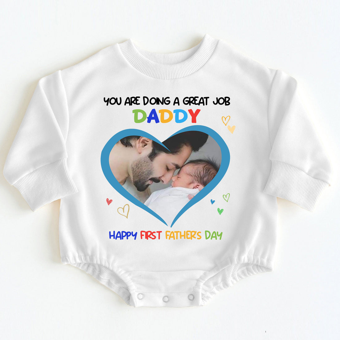 Custom Photo First Father's Day Gift for New Dad Bodysuit