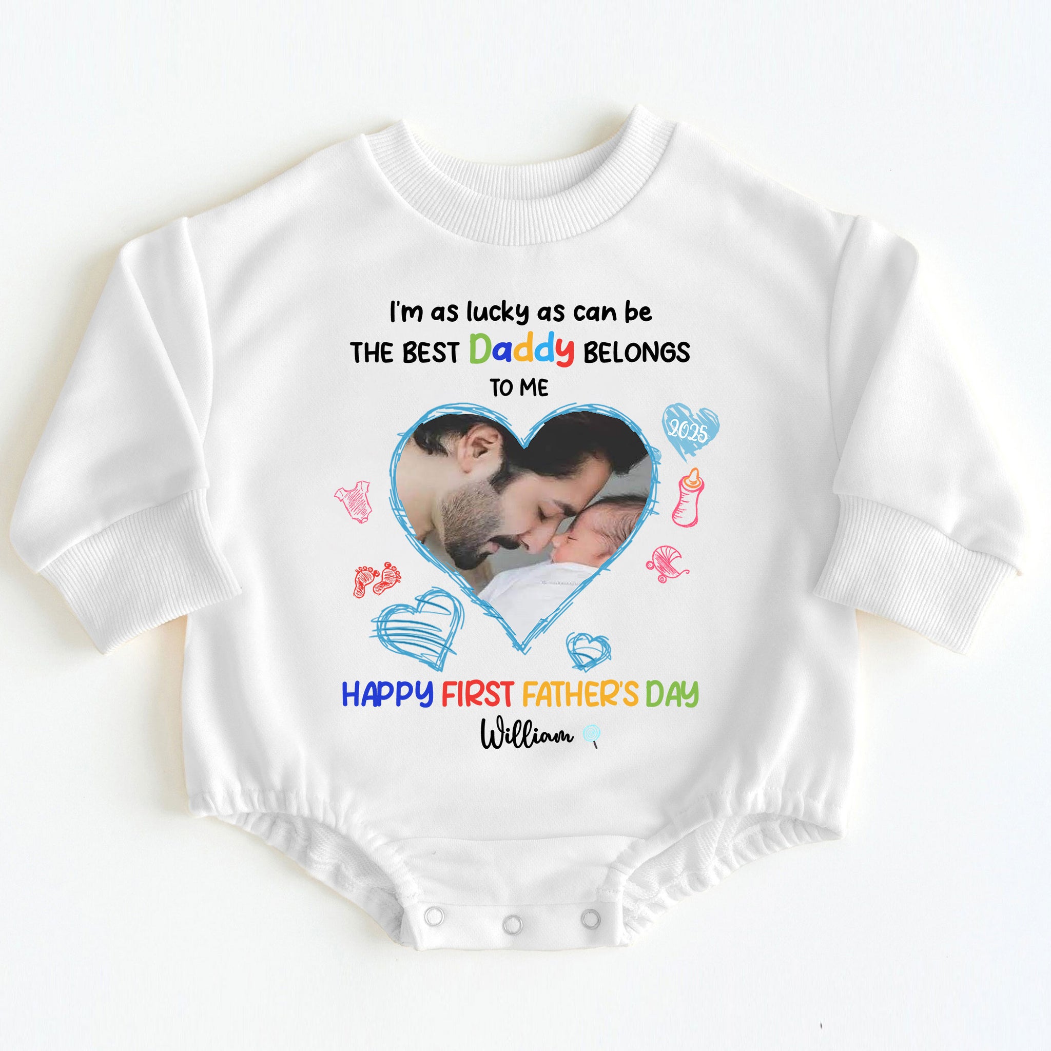 Personalized First Father's Day Gift Baby Onesie with Photo