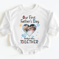 Personalized First Father's Day Gift Baby Onesie with Photo & Names 