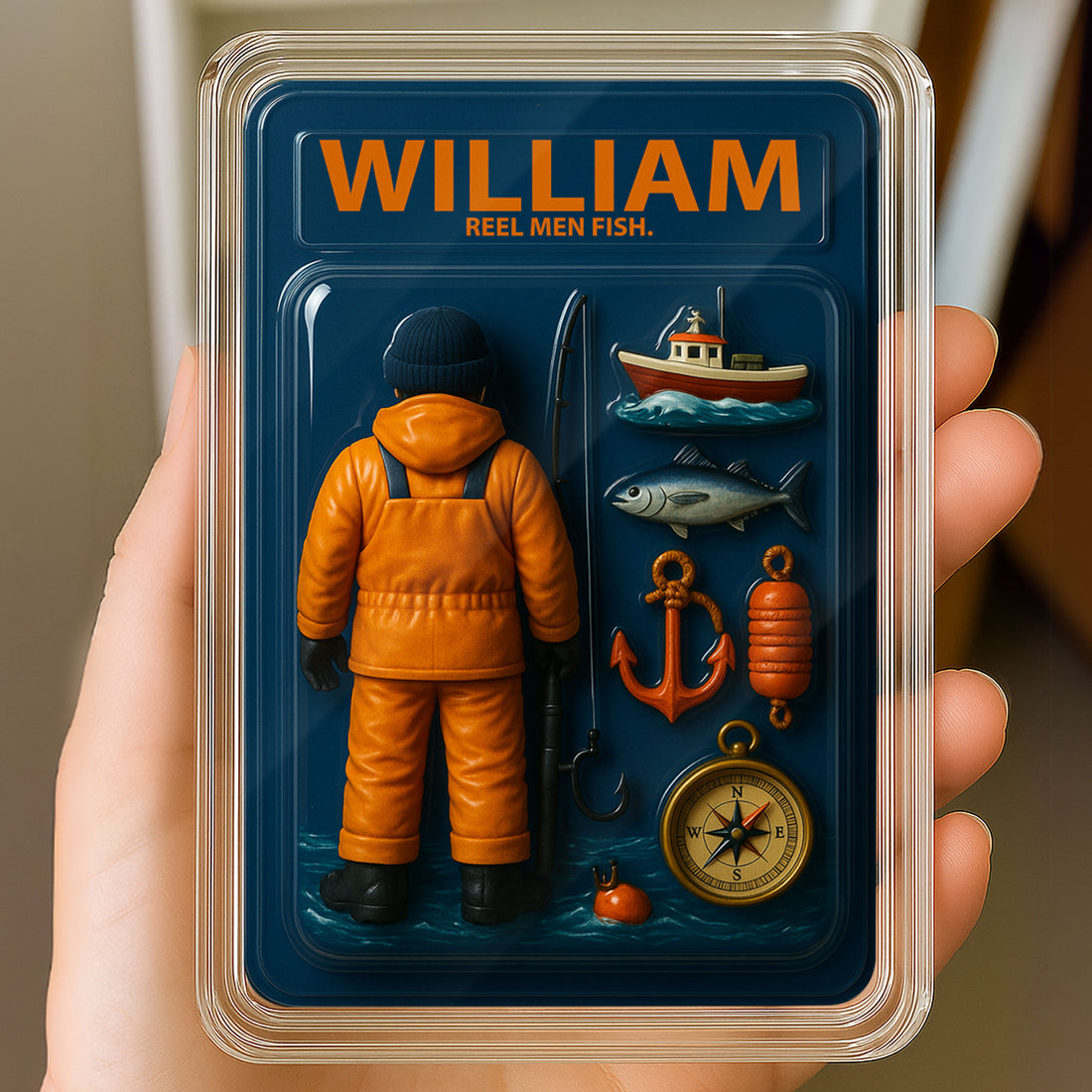Personalized Fisherman Father's Day Gift Decor Acrylic Plaque - 3D Style "Reel Men Fish" Acrylic Plaque Custom Name