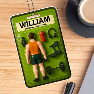 Personalized Fitness Dad Car Hanging Ornament – Custom Father’s Day Gift for Gym Lovers – Acrylic Rearview Mirror Gym Keepsake
