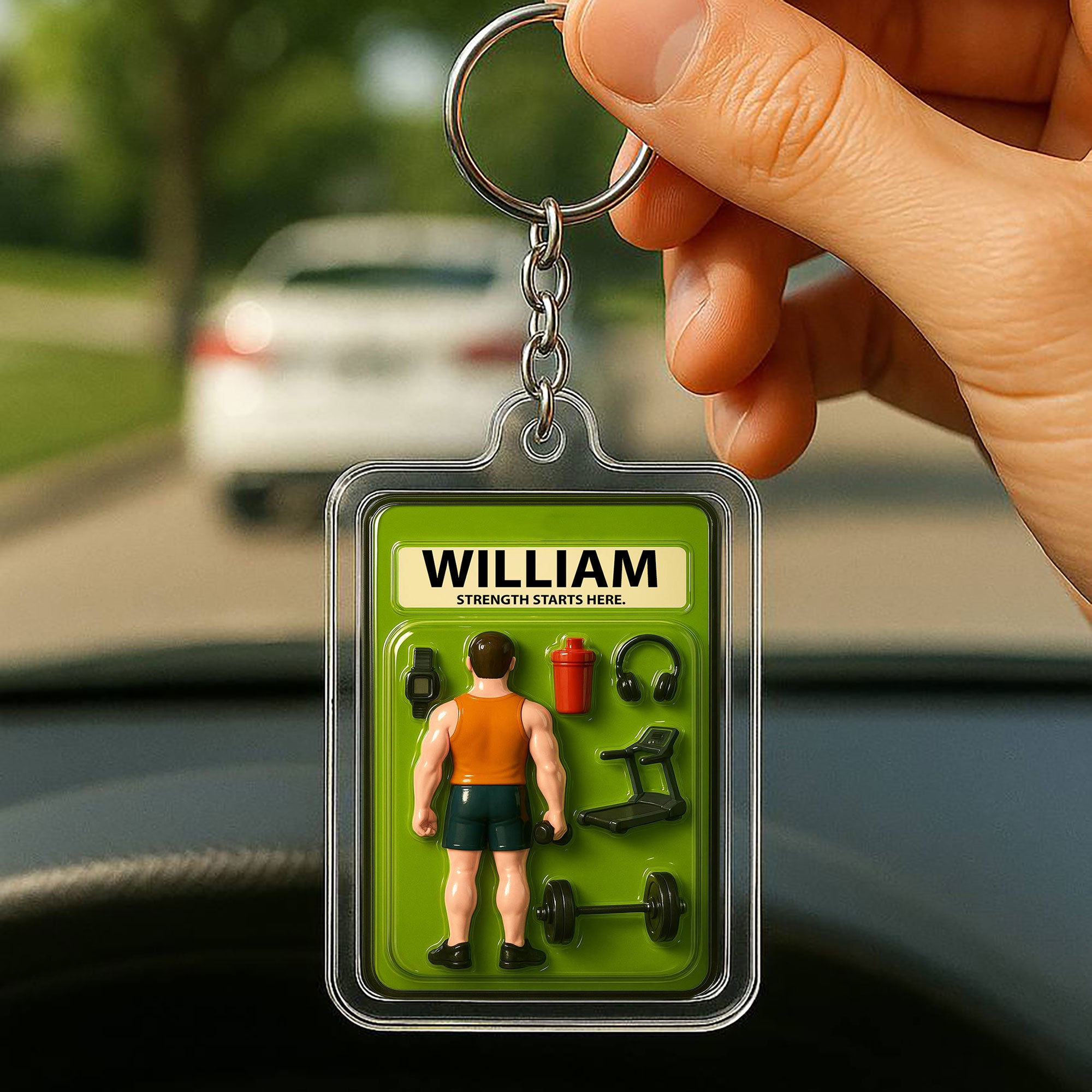 Personalized Fitness Father's Day Gift Acrylic Keychain - Custom Gym Lover Father's Day 3D Keychain