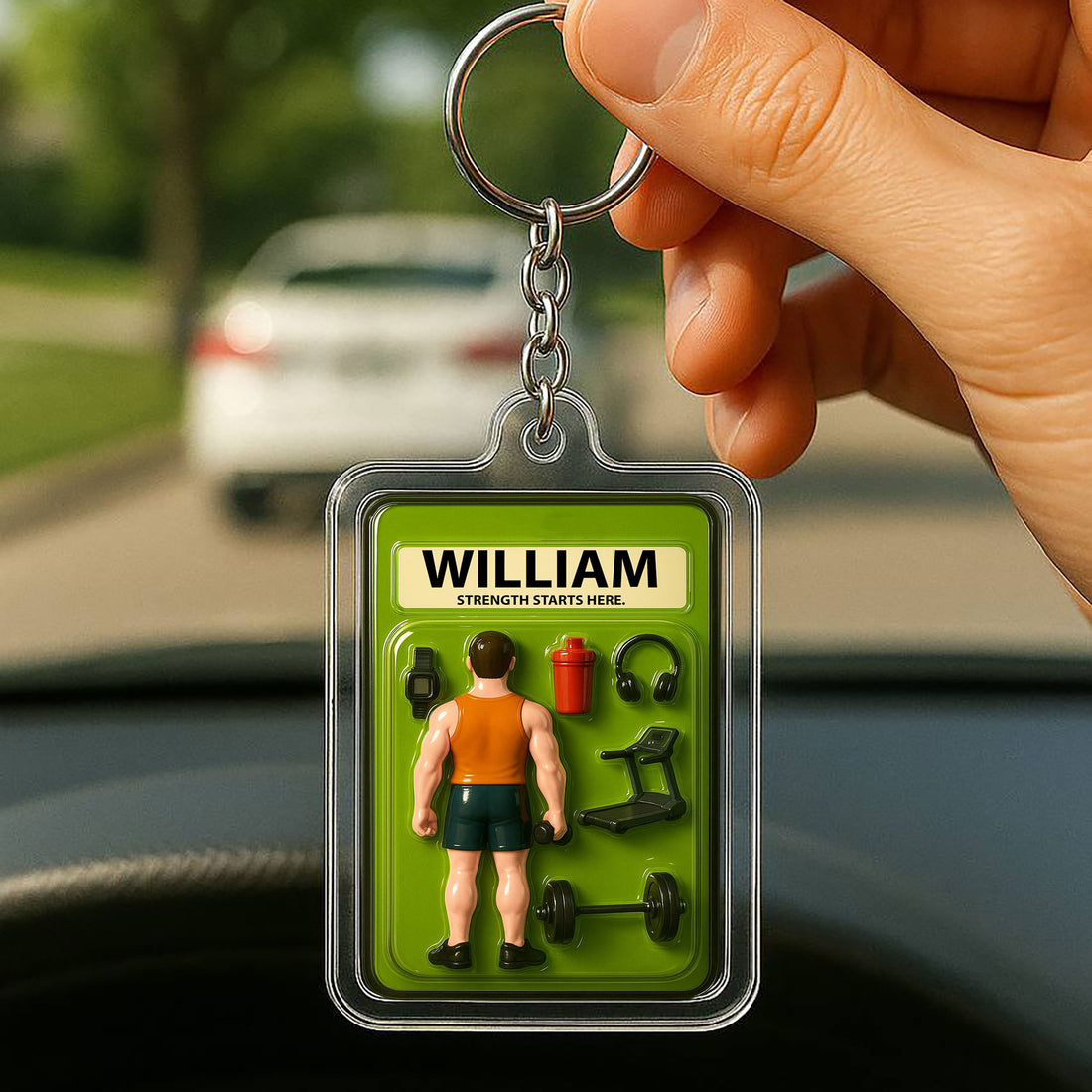 Personalized Fitness Father's Day Gift Acrylic Keychain - Custom Gym Lover Father's Day 3D Keychain