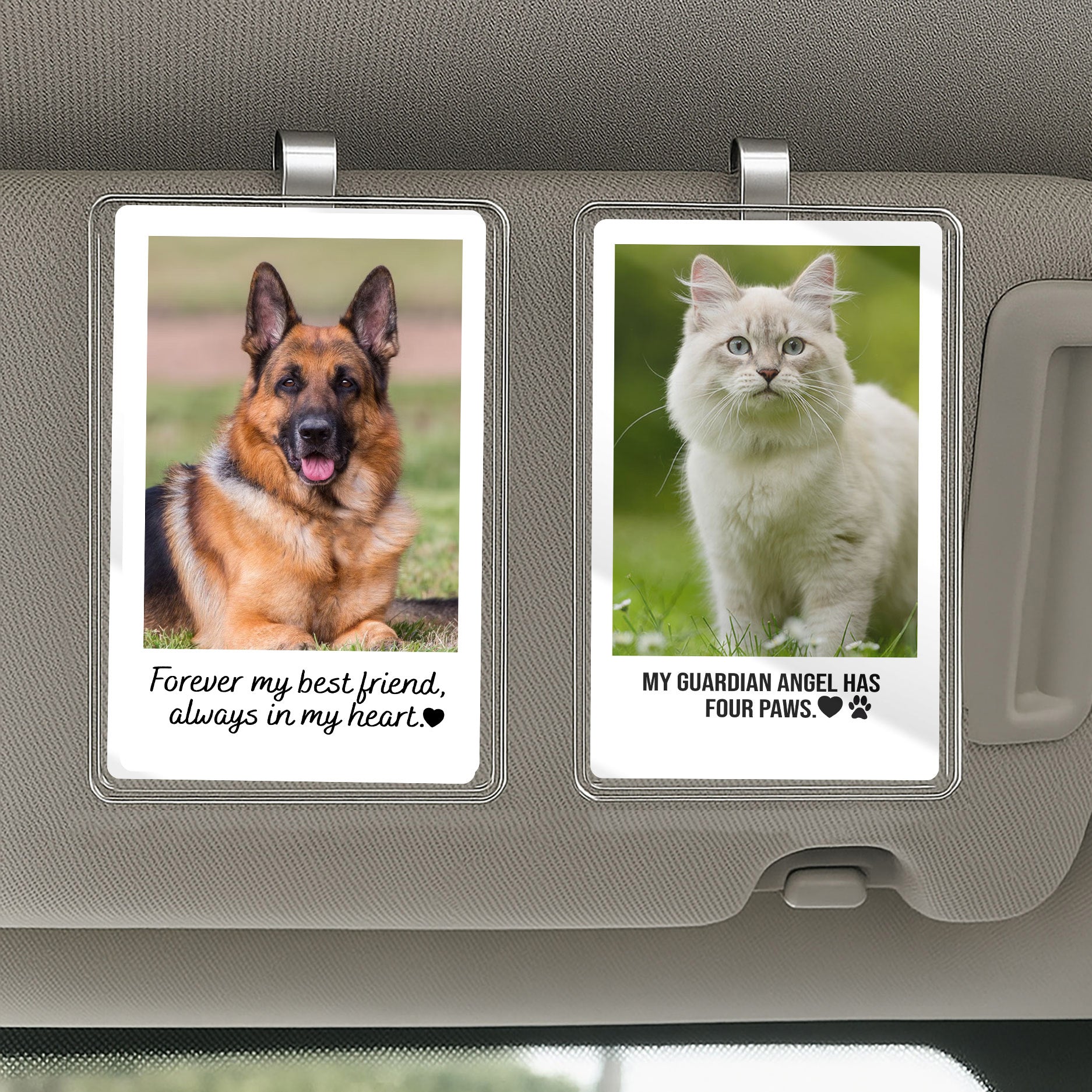 Personalized 'Forever in My Heart' Pet Car Visor Clip – Memorial Gift for Dog & Cat Lovers – Custom Photo Ornament
