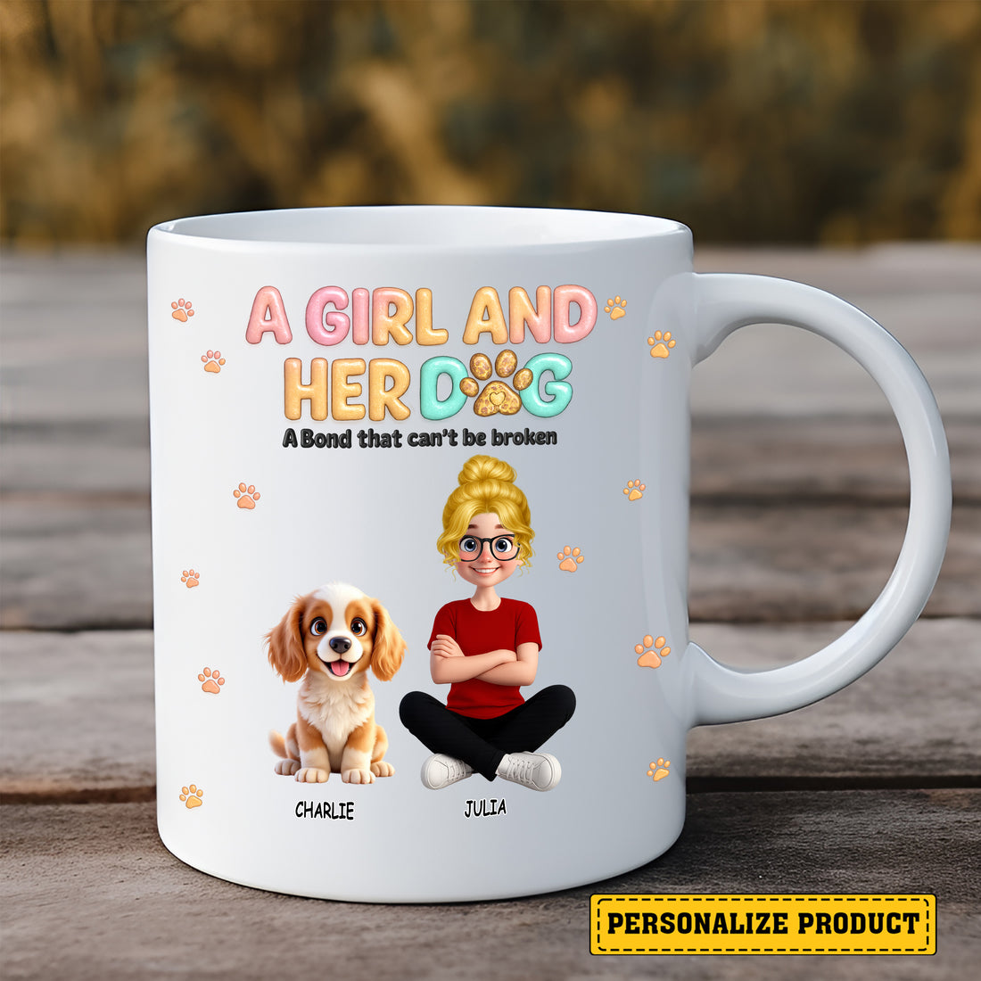"A Girl and Her Dog" Custom Mug - Personalized Gift for Dog Lover Girl