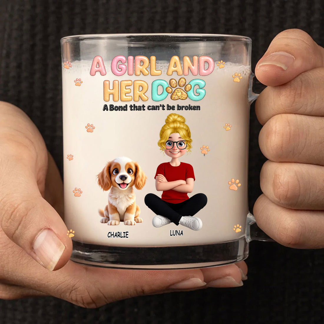 A Girl and Her Dog: Personalized Glass Mug Celebrating Your Unbreakable Bond - Personalized Girl and Her Dog Mug - Custom Gift for Dog Lovers