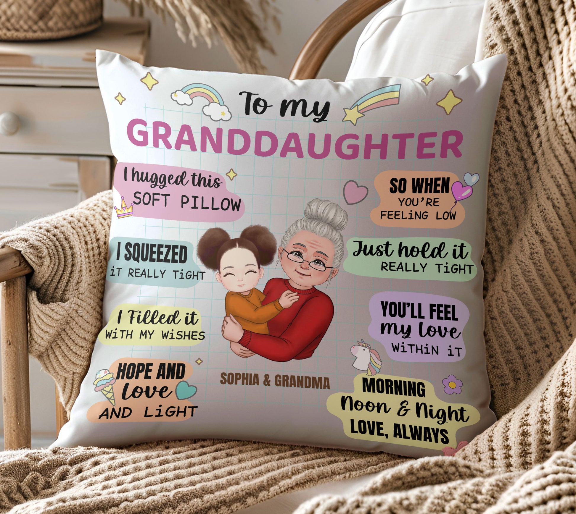 Personalized Granddaughter Pillow Gift
