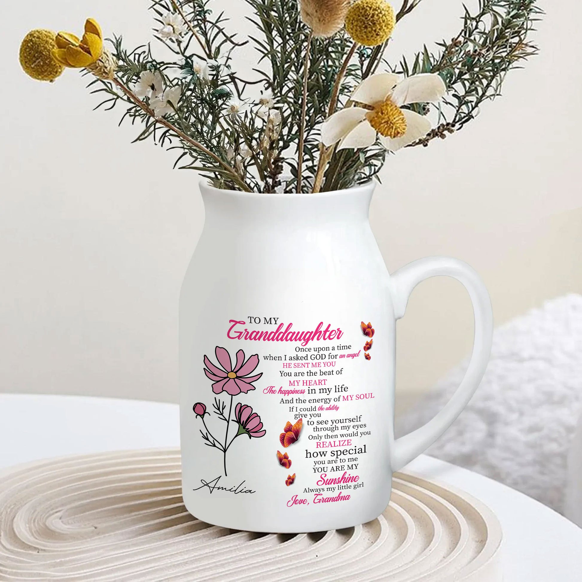 Personalized Grandmother's Love Keepsake Custom Birth Flower Gift For Granddaughter, Custom Birth Flower Celestial Gift