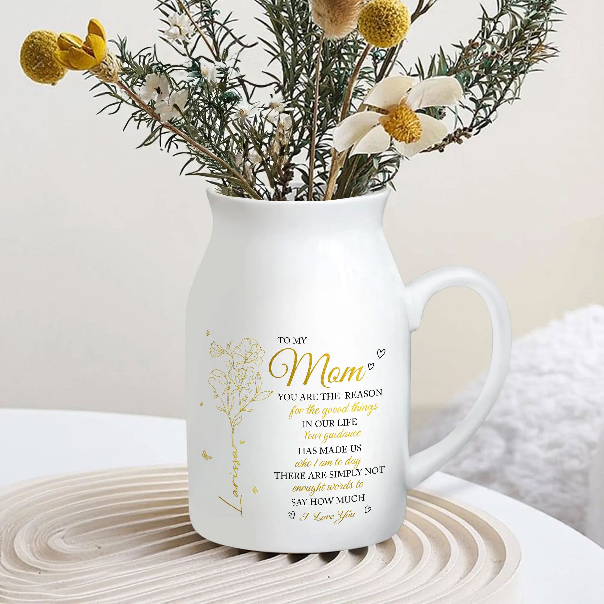 Personalized Gratitude Keepsake | Custom Parent Appreciation Ceramic Vase
