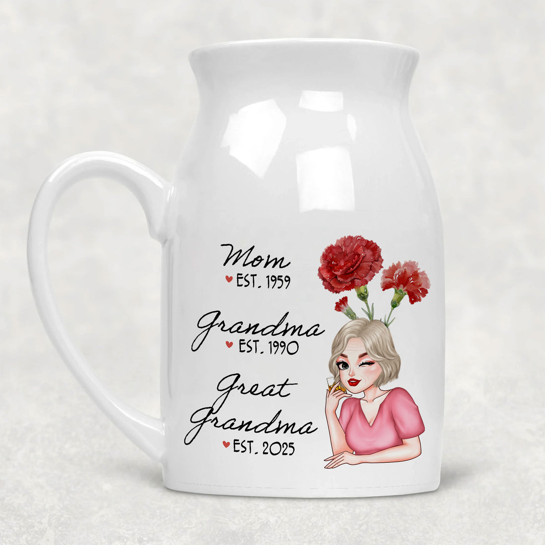 Personalized Great Grandma Birth Month Flower Vase, Mother's Day Gifts, Birthday Gifts, New Great Grandma Gifts, Gifts For Great Grandma