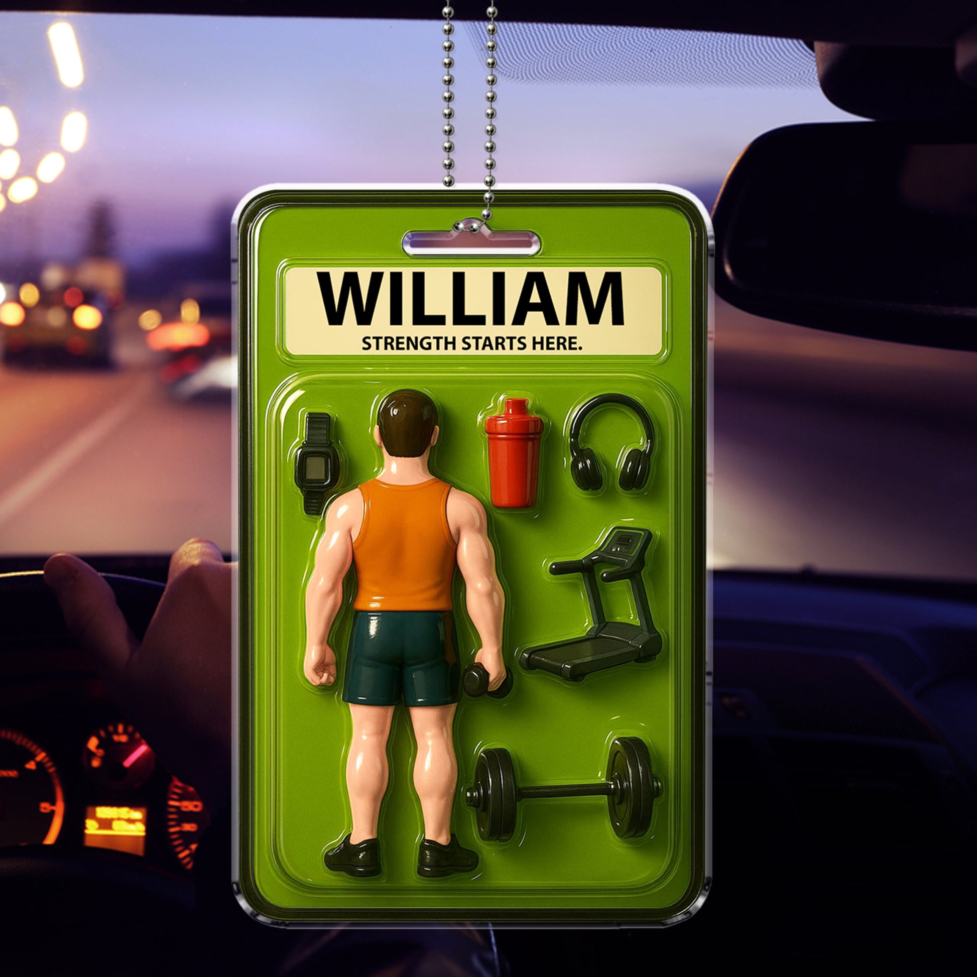 Personalized Gym Dad Car Ornament – Acrylic Fitness Accessory for Father’s Day – Perfect Gift for Health-Conscious and Active Dads


