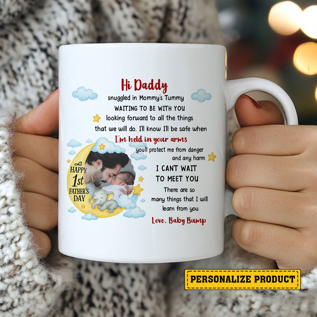 Personalized “Hi Daddy” Ceramic Mug from Baby Bump – Heartfelt First Father’s Day Gift for Expecting Dads to Celebrate Love, Fatherhood, and the Journey Ahead