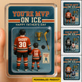 Personalized Hockey Dad and Son Acrylic Plaque – 3D Father’s Day Gift with Custom Name and Number – Meaningful Desk Decor