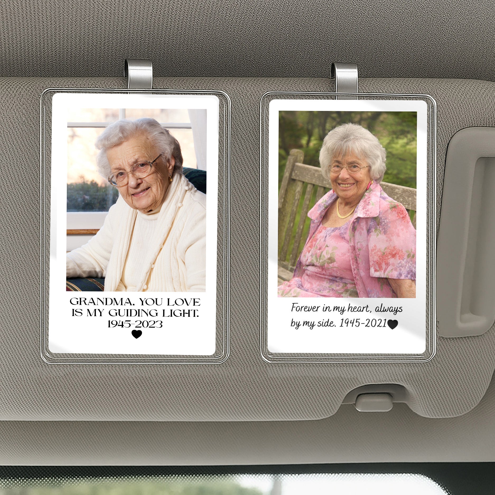 Personalized Memorial Car Visor Clip – Always in My Heart, Remembrance Gift for Loss of Loved One, Custom Photo Tribute

