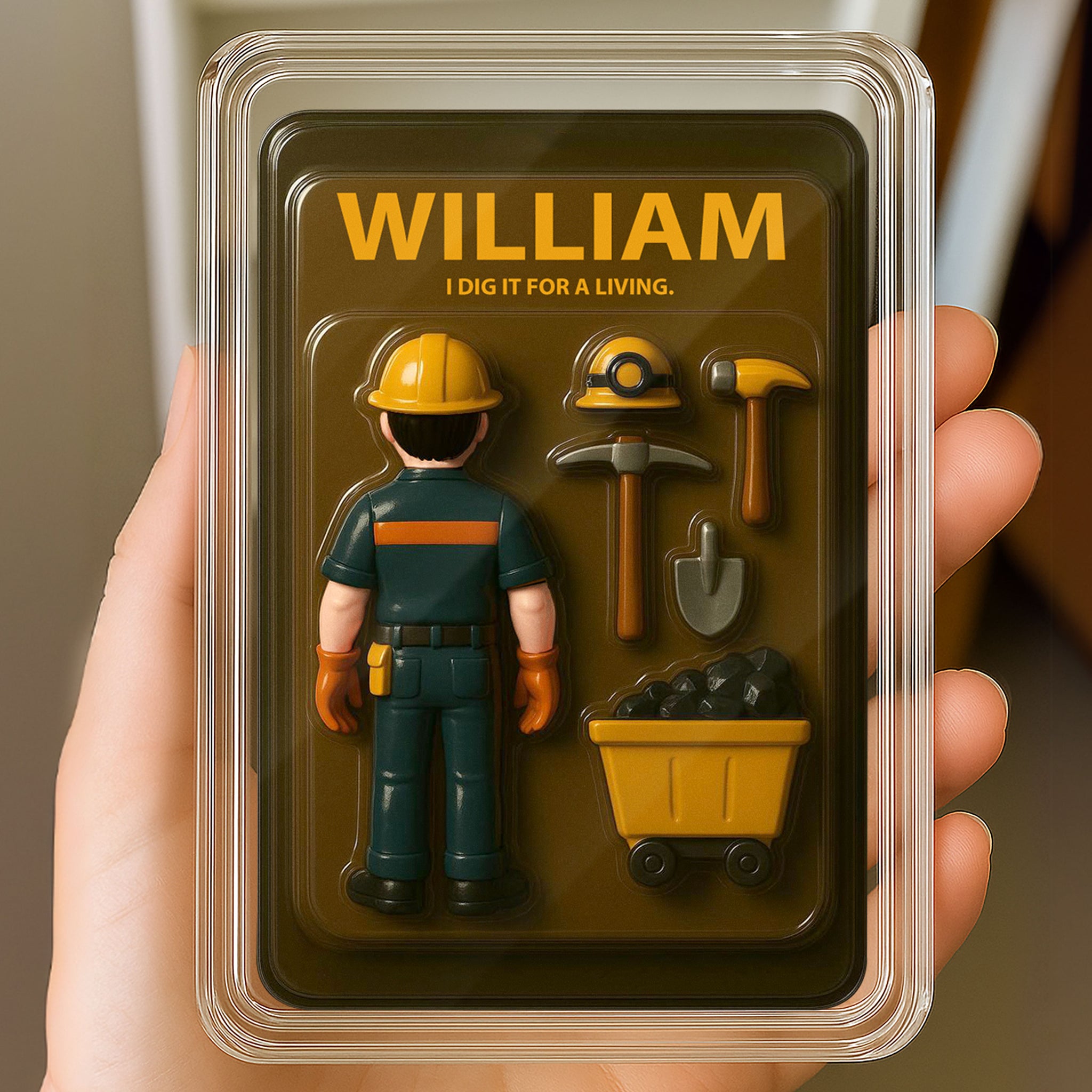 Personalized Miner Father's Day Gift - 3D Style "I Dig It" Acrylic Plaque Custom Name