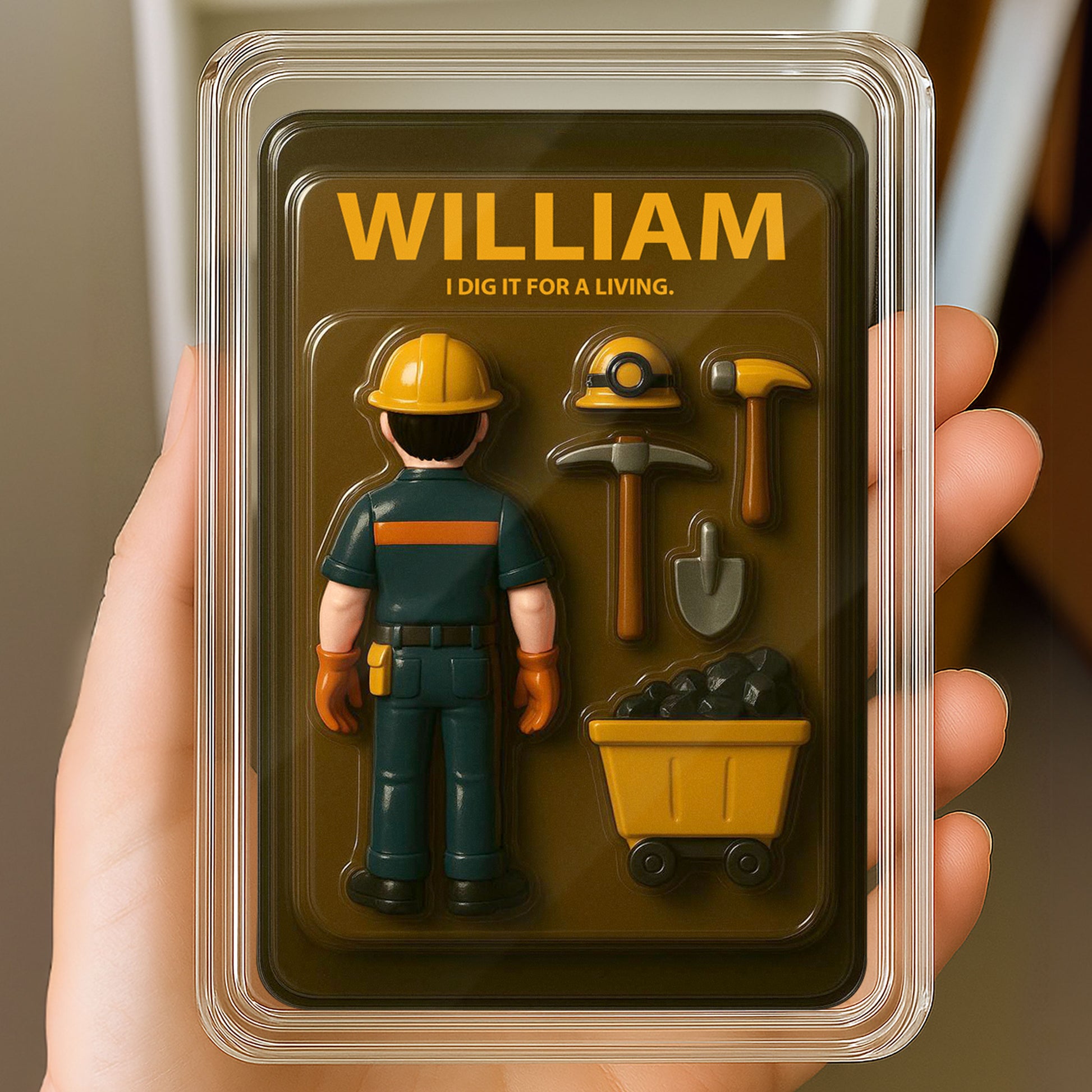 Personalized Miner Father's Day Gift - 3D Style "I Dig It" Acrylic Plaque Custom Name