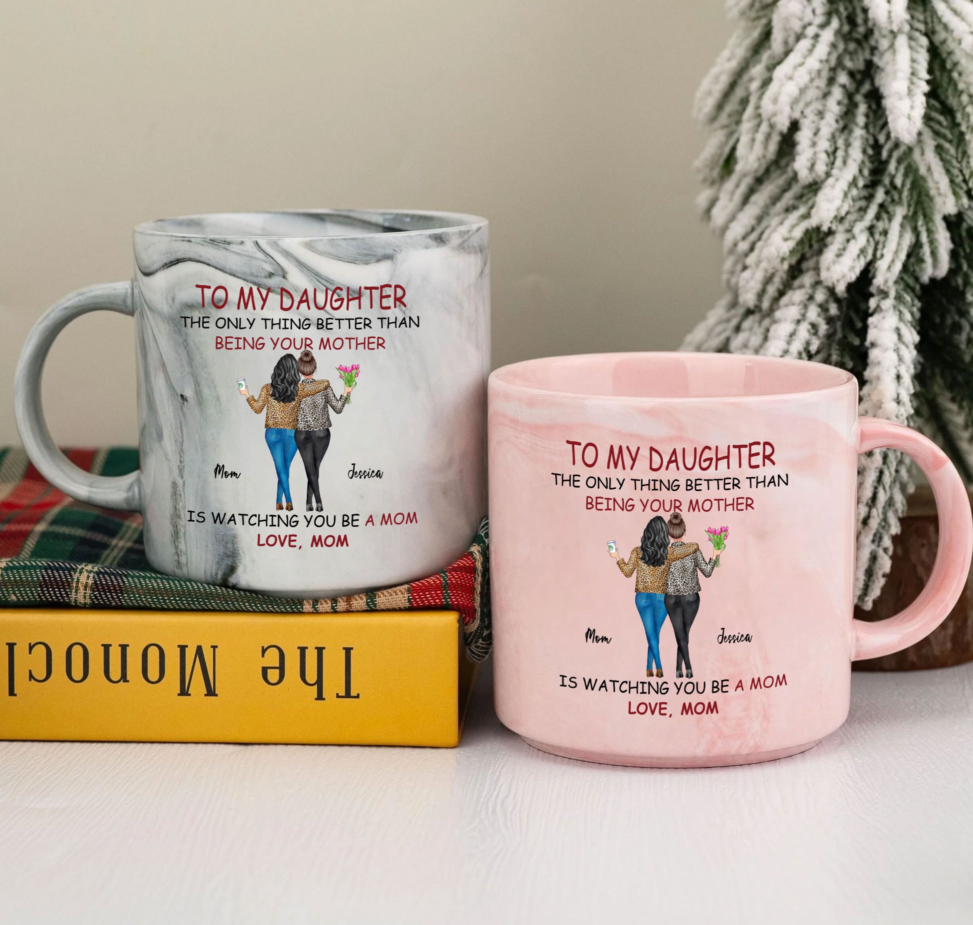 Personalized Mother Daughter Marble Mug | Heartfelt Custom Mother's Day Gift