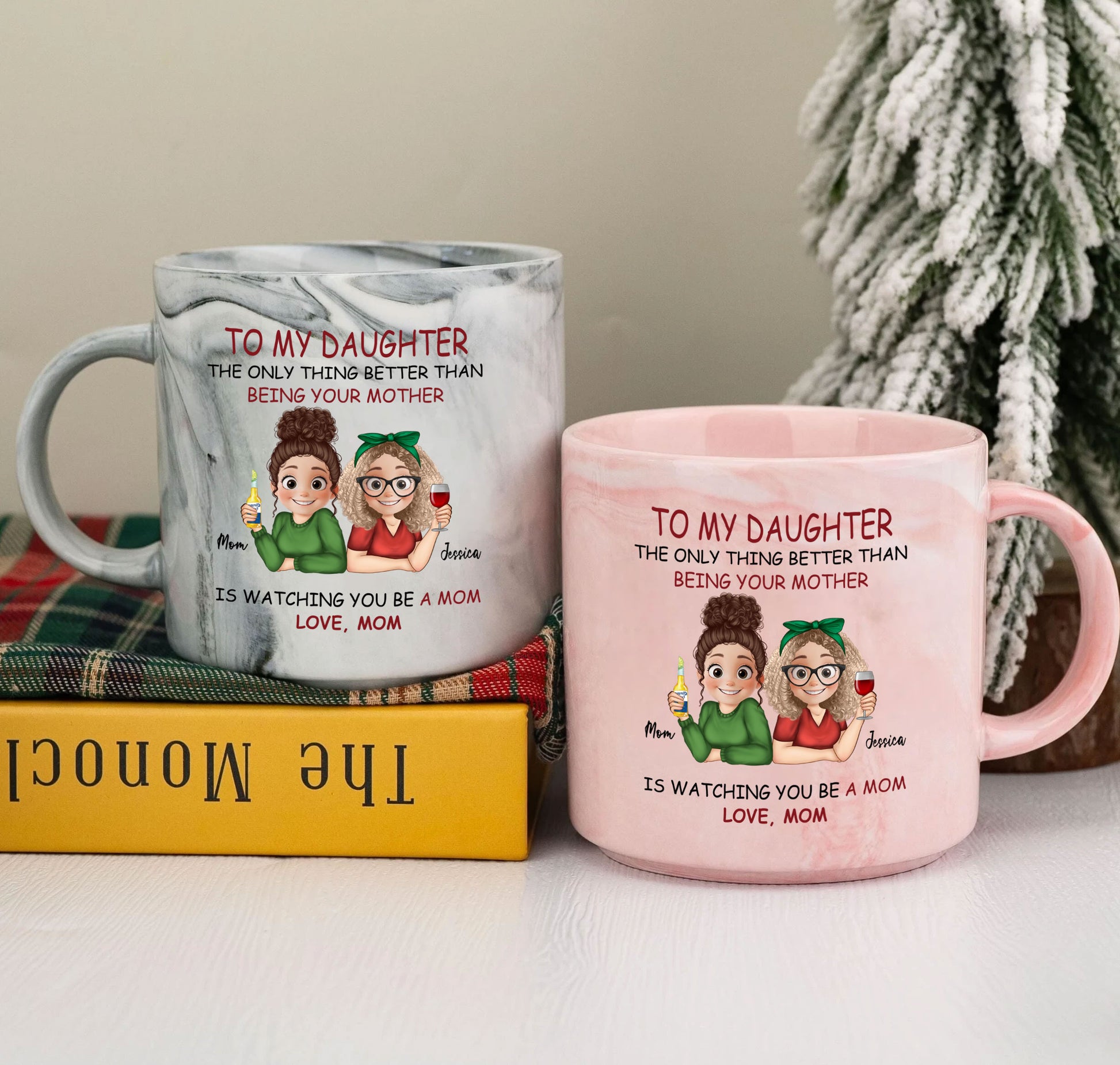 Personalized Mother Daughter Sentiment Marble Mug Gift