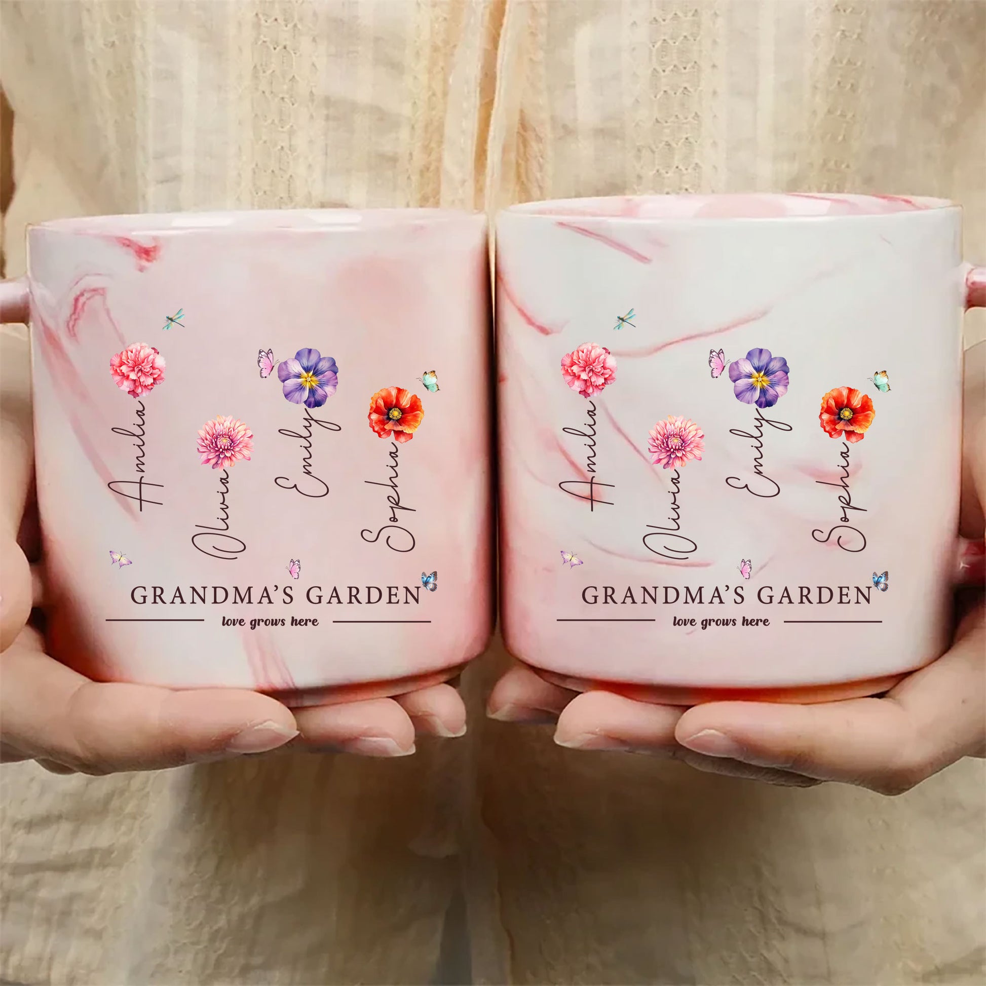 Personalized Mug for Grandma with Grandchild's Name and Birth Flower

