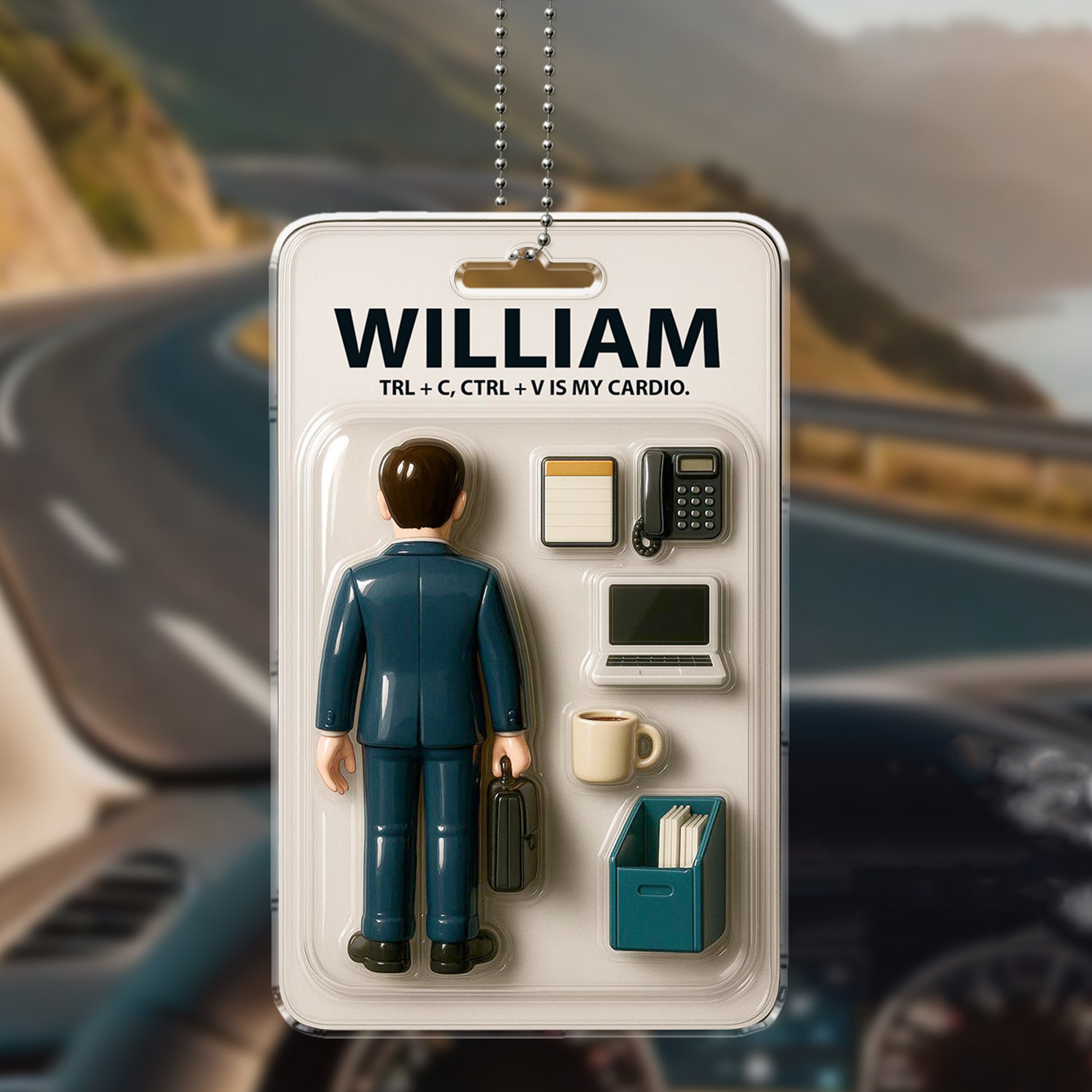 Personalized Office Dad Acrylic Car Ornament – Custom Father’s Day Gift for Hardworking Dads in Business or Administration Roles

