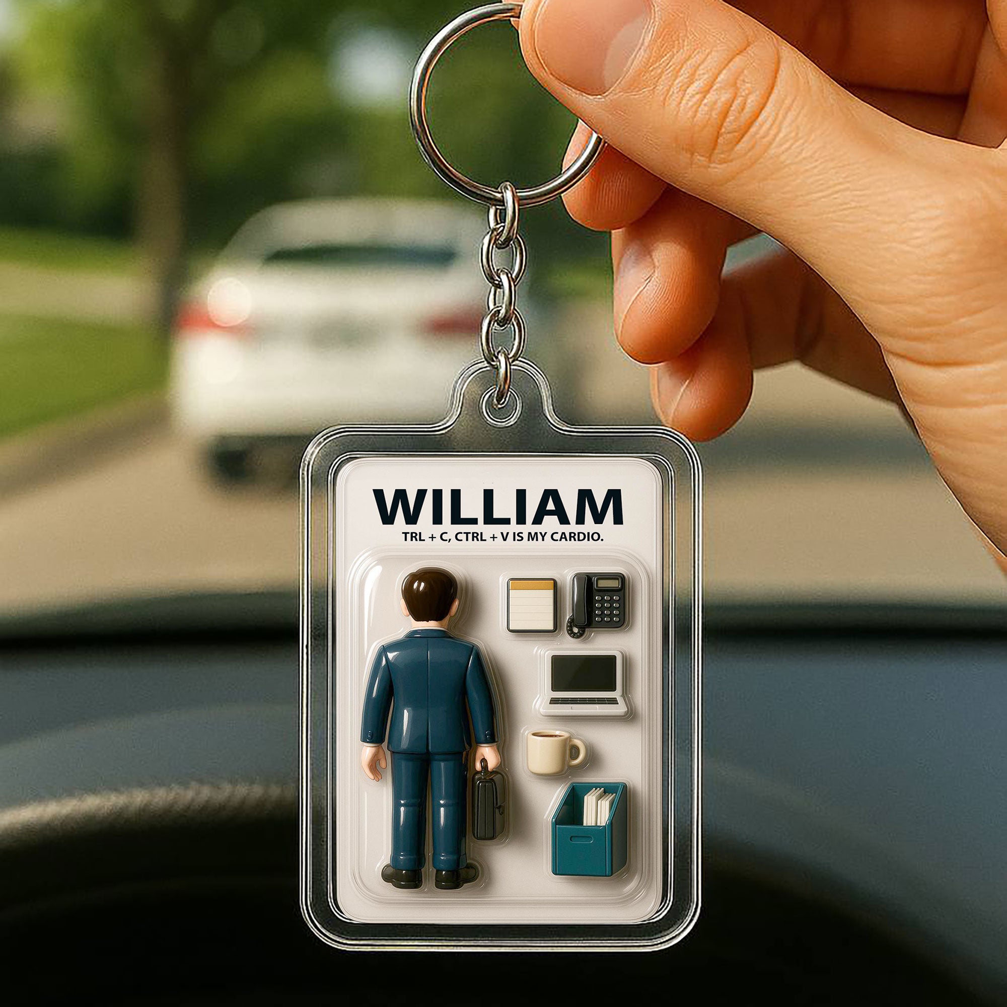 Personalized Office Worker Father's Day Gift Acrylic Keychain - Custom Office Worker Father's Day 3D Keychain