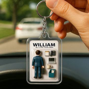Personalized Office Worker Father's Day Gift Acrylic Keychain - Custom Office Worker Father's Day 3D Keychain