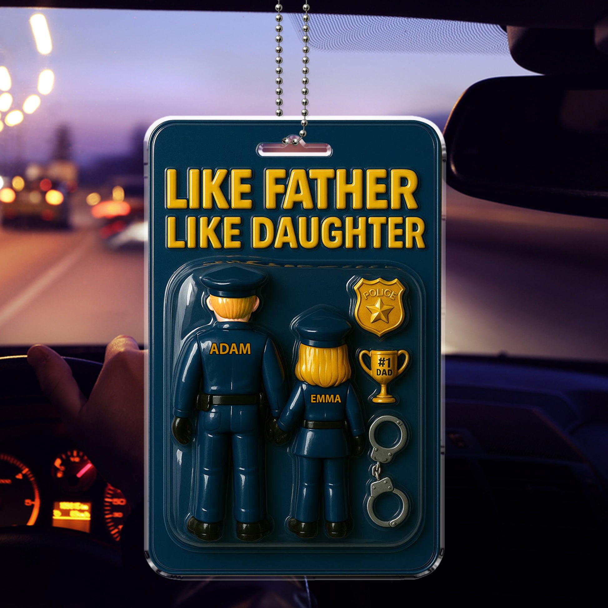 Personalized Police Gift for Dad - Father Daughter Car Accessory