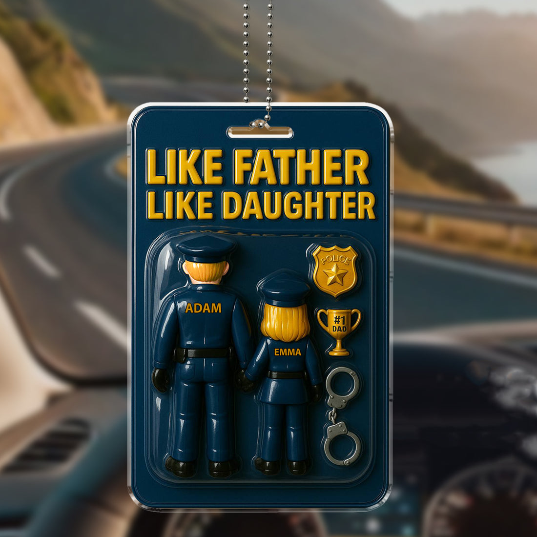 Personalized Police Officer Father Daughter Car Hanging Ornament - Custom Names