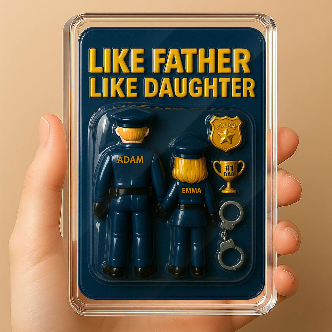 Personalized Police Officer Father Daughter Father's Day Gift Decor Acrylic Plaque - Custom Police Officer Dad and Daughter Father's Day 3D Plaque