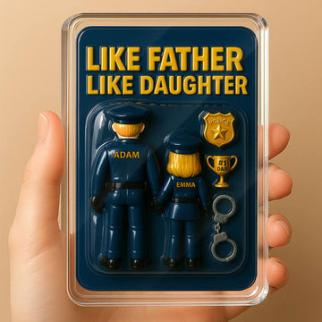 Personalized Police Officer Father Daughter Father's Day Gift - 3D Style Acrylic Plaque Custom Names