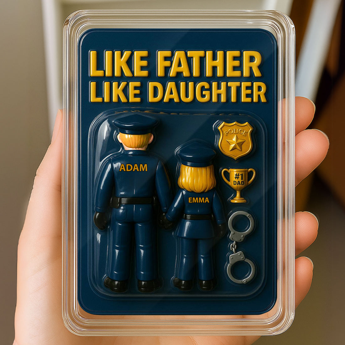 Personalized Police Officer Father Daughter Father's Day Gift Decor Acrylic Plaque - Custom Police Officer Dad and Daughter Father's Day 3D Plaque
