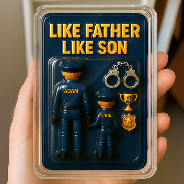 Personalized Police Officer Father Son Father's Day Gift Decor Acrylic Plaque - Custom Police Officer Dad and Son Father's Day 3D Plaque