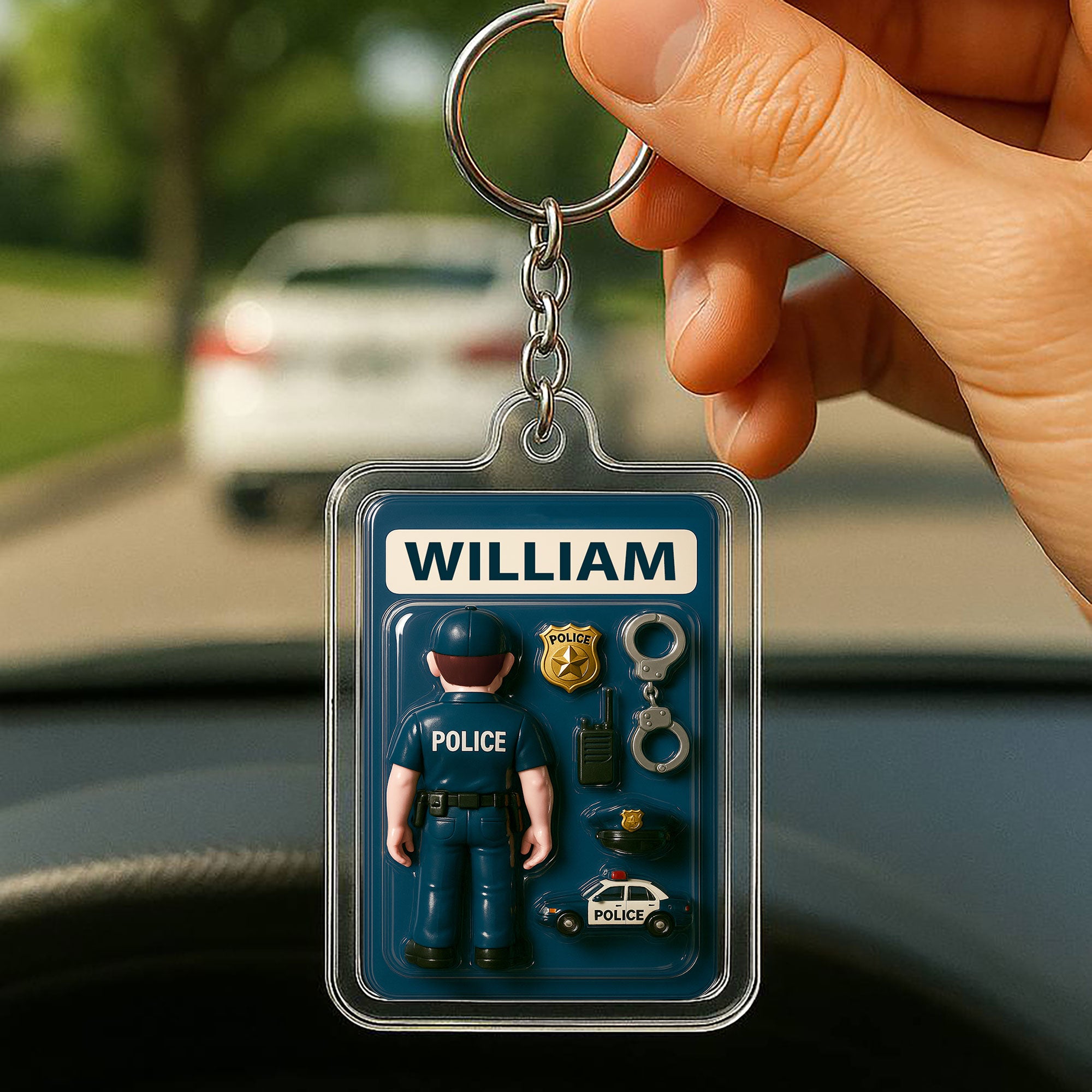 Personalized Police Officer Father's Day Gift Acrylic Keychain - Custom Father's DayOkay Gift for Him Law Enforcement