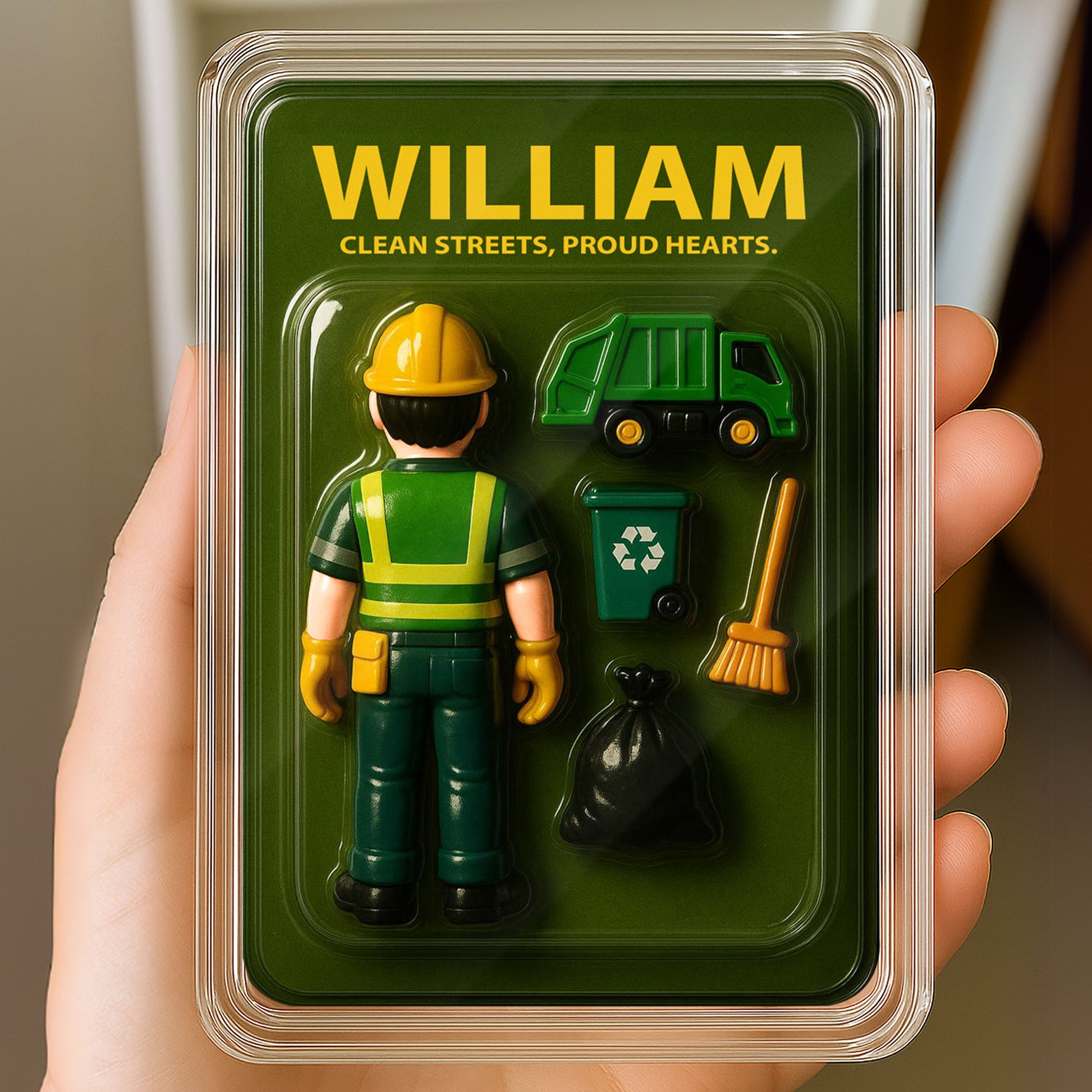 Personalized Sanitation Worker Father's Day Gift Decor Acrylic Plaque - 3D Style Acrylic Plaque Custom Name