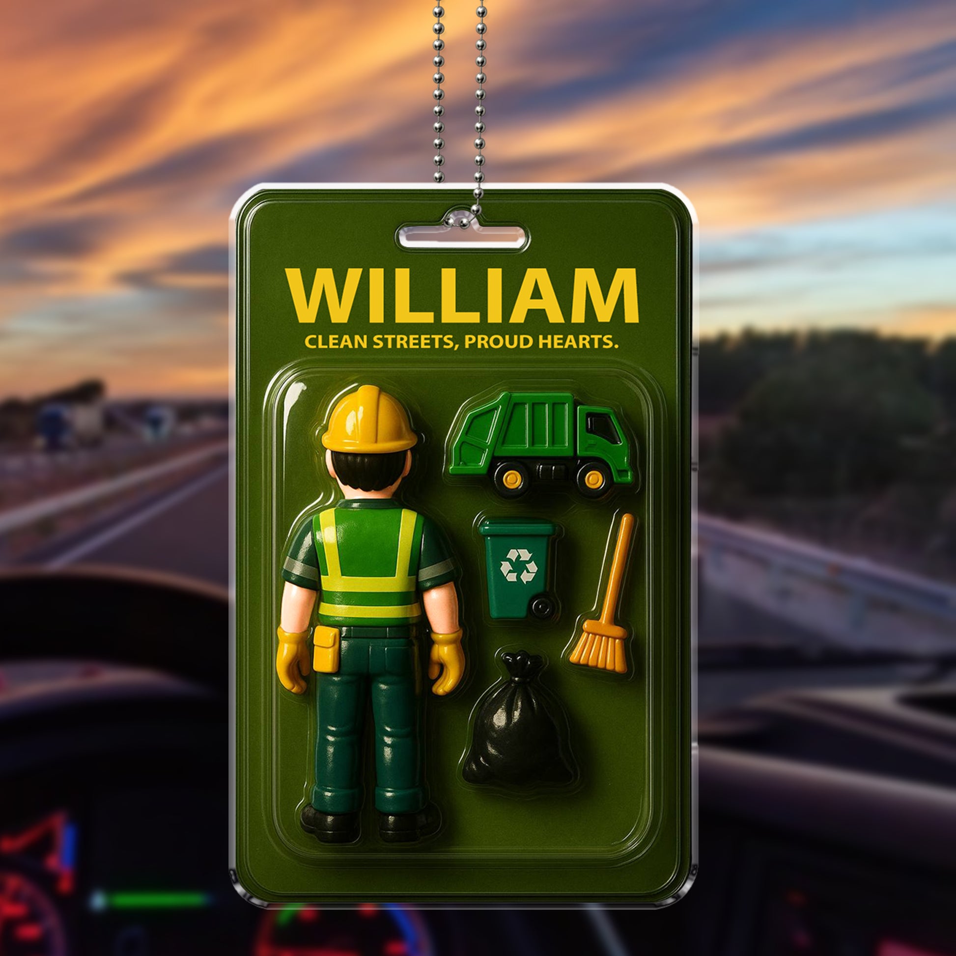 Personalized Sanitation Worker Gift Car Accessory - Garbage Collector Ornament