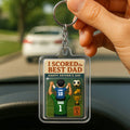 Personalized Soccer Acrylic Keychain – Father’s Day Gift from Son to Dad – “I Scored the Best Dad” 3D Stadium-Themed Design
