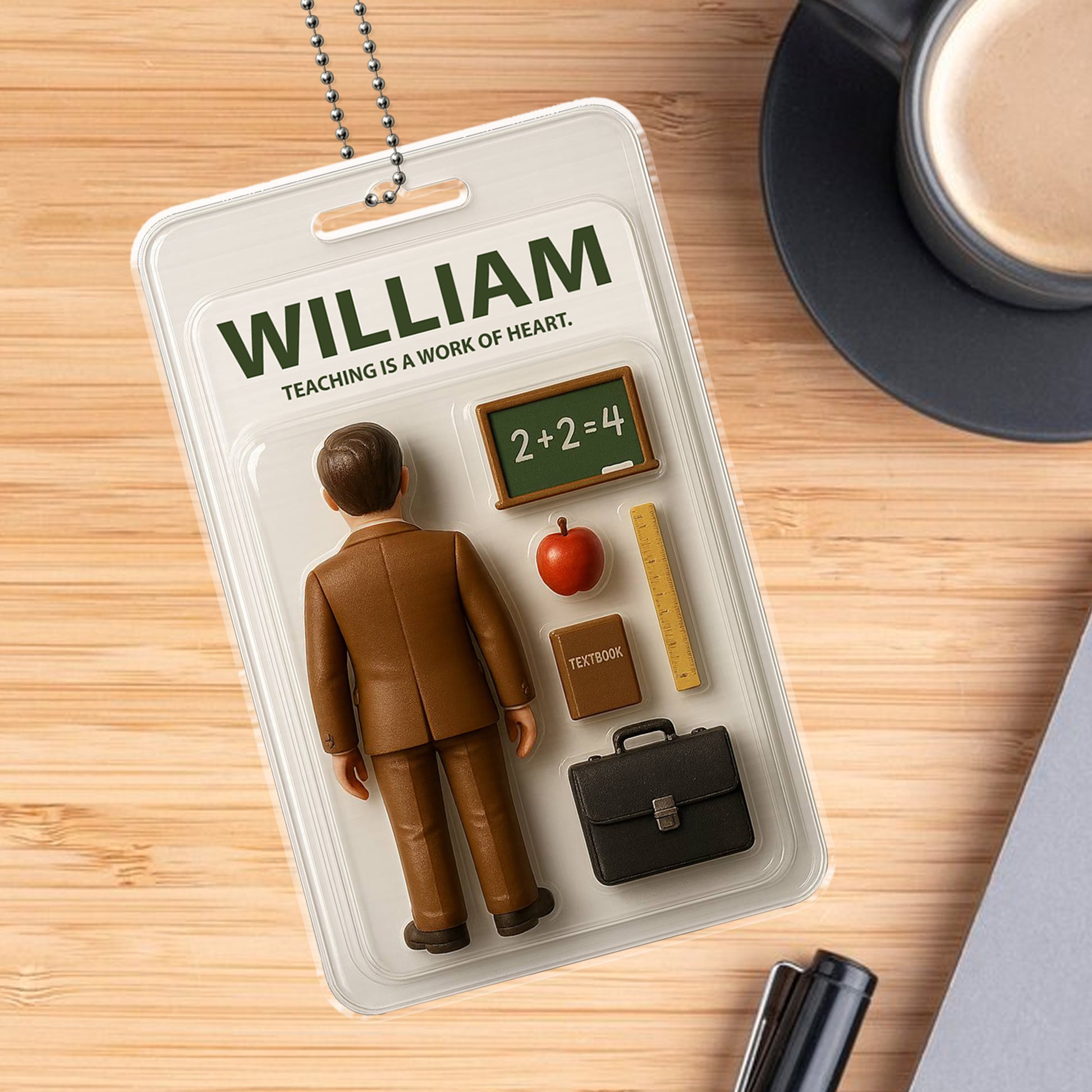 Personalized Teacher Dad Car Hanging Ornament – Custom Father’s Day Gift for Educators – Acrylic Rearview Mirror Keepsake

