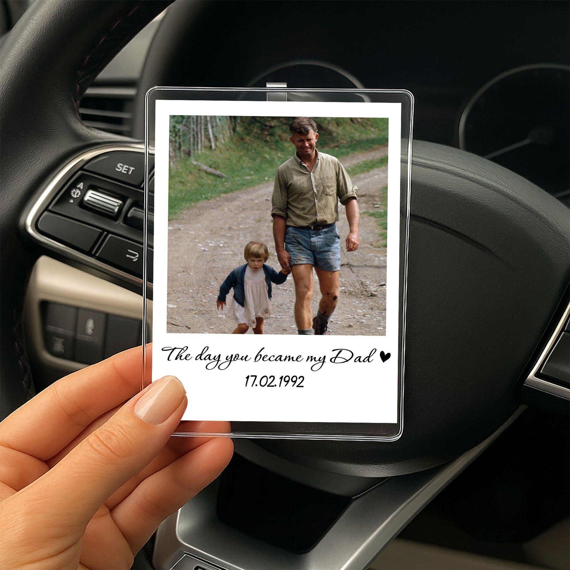 Personalized “The Day You Became My Dad” Car Visor Photo Clip – Custom Acrylic Gift for Father’s Day -  Memory Gift  for Stepdads, Adoptive Dads, or New Dads