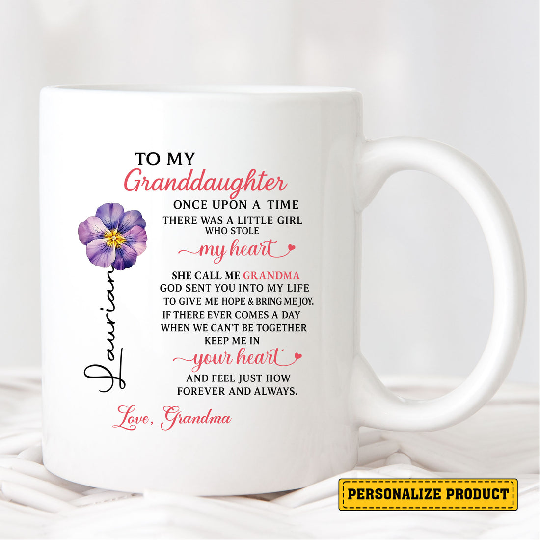 To My Granddaughter – Heartfelt Love Letter Ceramic Mug Gift from Grandma for Special Occasions