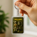 Personalized US Army Father's Day Gift Acrylic Keychain - Custom US Army Father's Day 3D Keychain