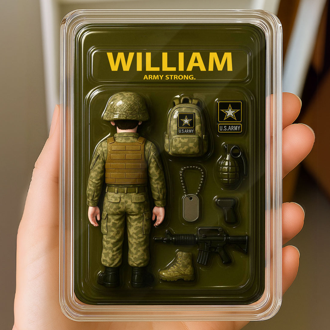 Personalized US Army Father's Day Gift Decor Acrylic Plaque - Custom 3D Style Acrylic Plaque Custom Name