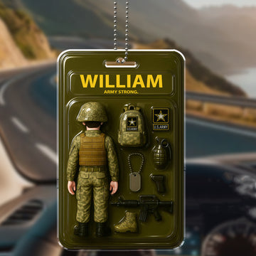 Personalized US Army Soldier Acrylic Car Hanging Ornament, Gift For Dads, Father's Day Gift - US Army Veteran Car Ornament
