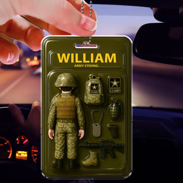 Personalized US Army Soldier Car Hanging Ornament - Custom Name