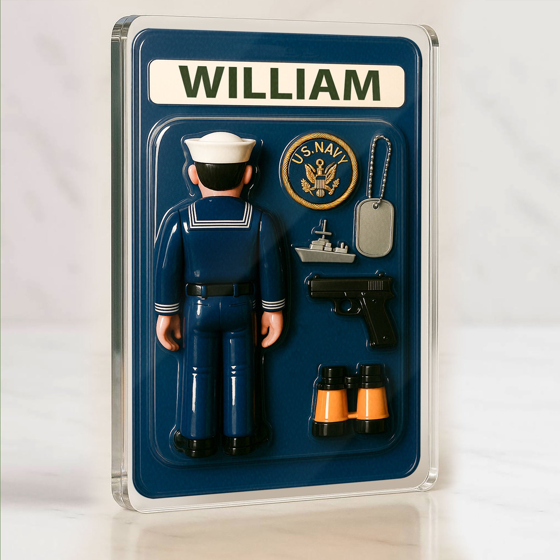 Personalized US Navy Father's Day Gift - 3D Style Acrylic Plaque Custom Name