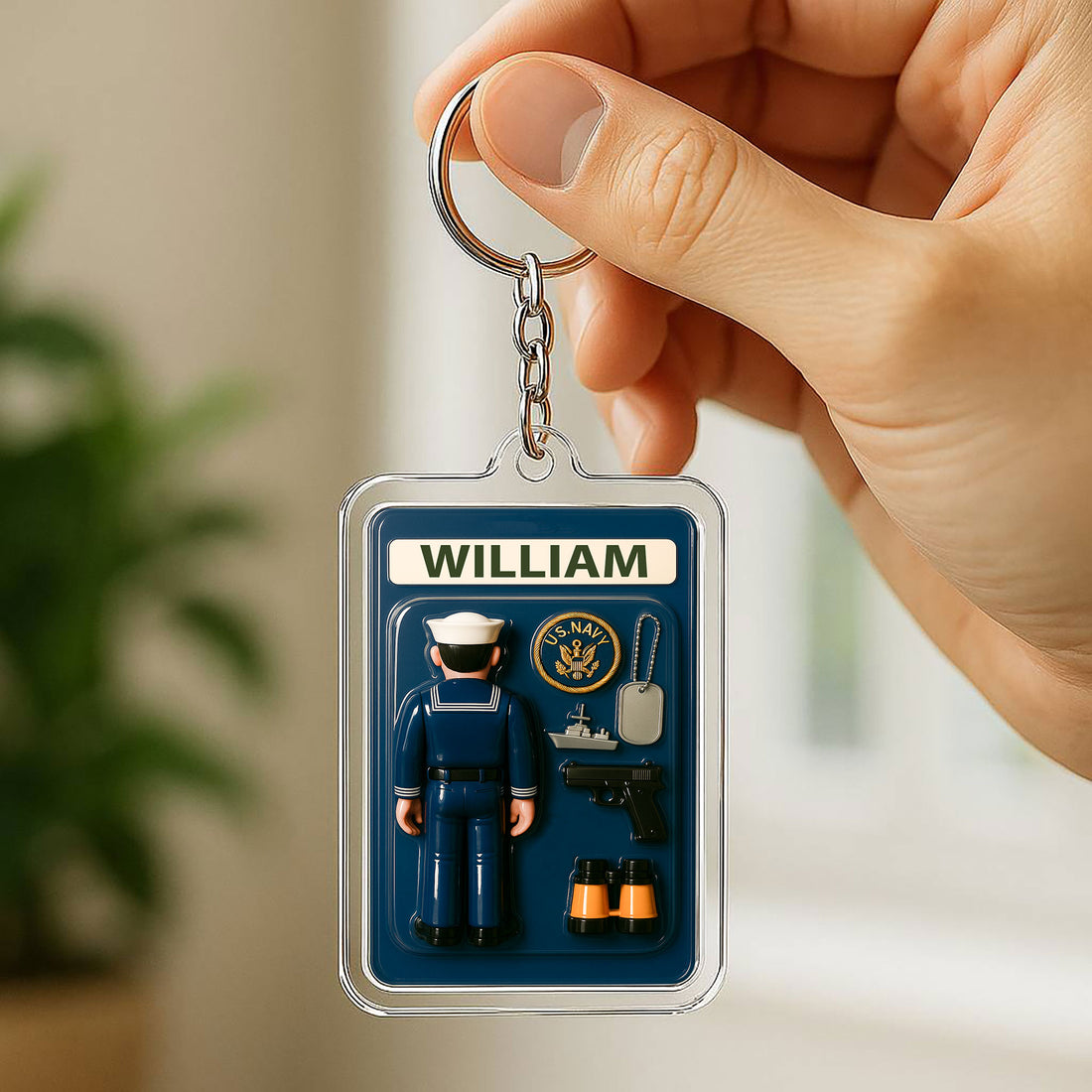 Personalized US Navy Father's Day Gift Acrylic Keychain - Custom US Navy Father's Day 3D Keychain