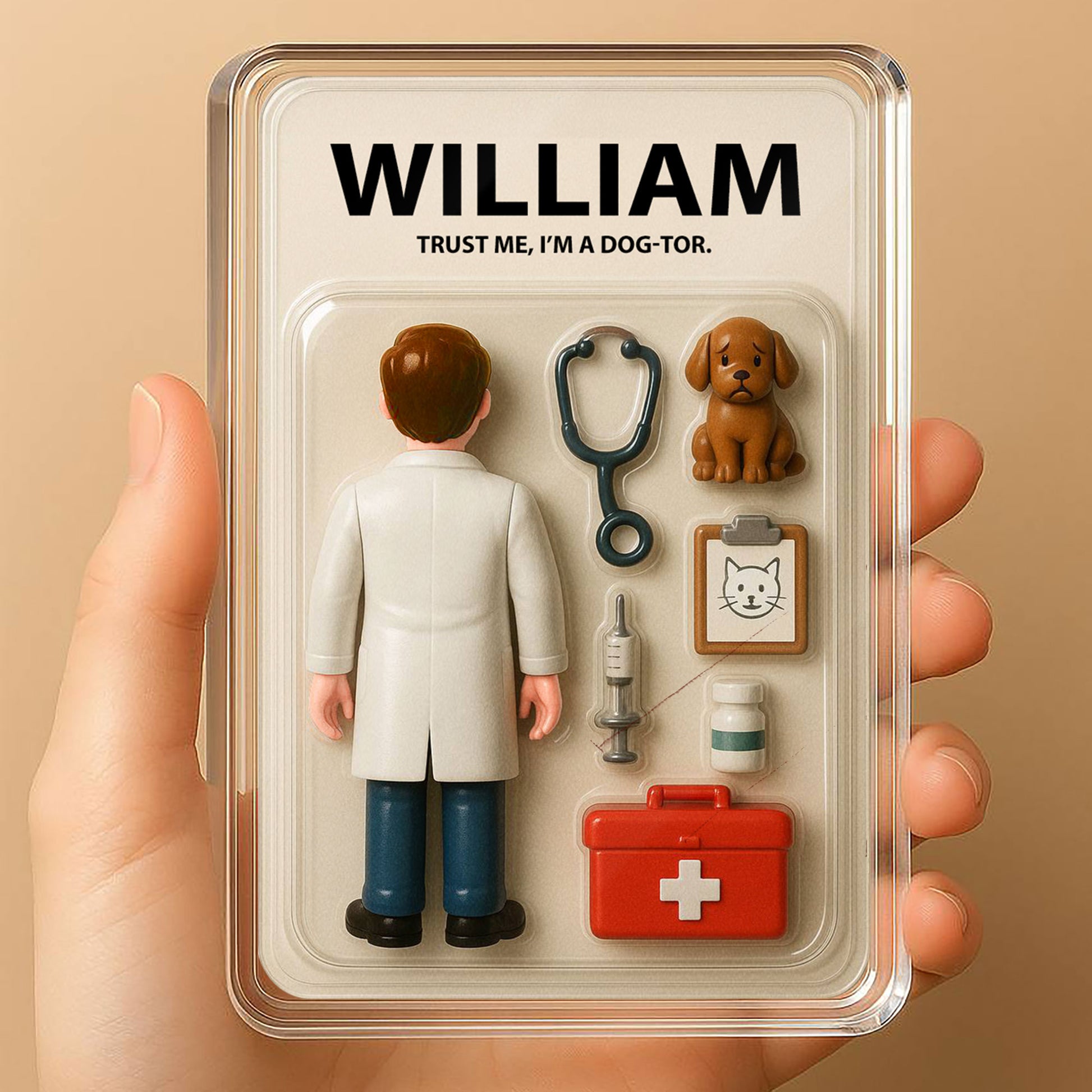Personalized Veterinarian Father's Day Gift - 3D Style "Dog-tor" Acrylic Plaque Custom Name